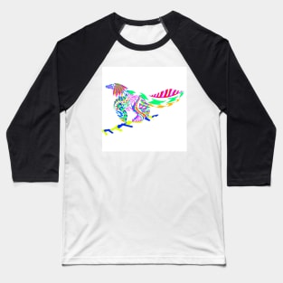 the bird dinosaur in floral ecopop tribal art Baseball T-Shirt